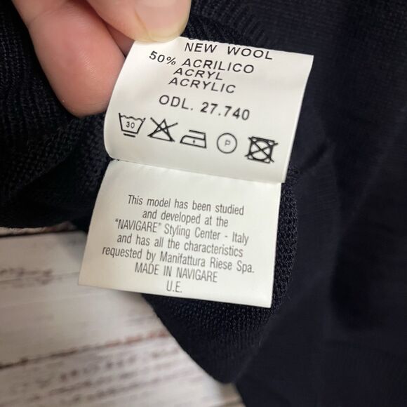 Navigare Men’s Medium Sweater Navy Wool Blend Nautical Yachting Preppy Italy - Picture 10 of 10